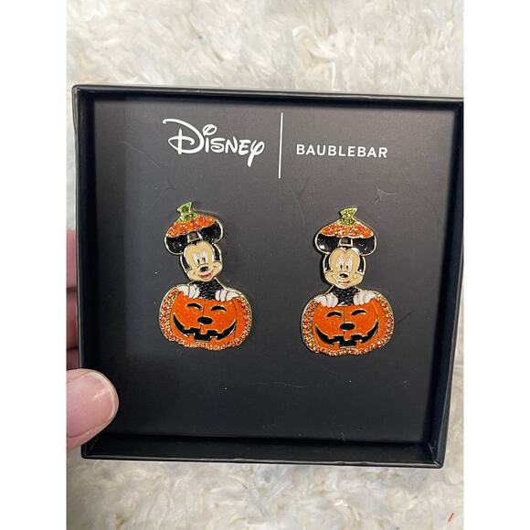 Disney Baublebar Halloween Mickey Mouse in Pumpkin Moveable Earrings NEW - Picture 4 of 10